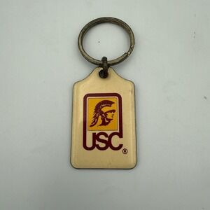 Vintage U.S.C. Trojans Logo Keychain NCAA College Football Metal‎ Enamel Key fob